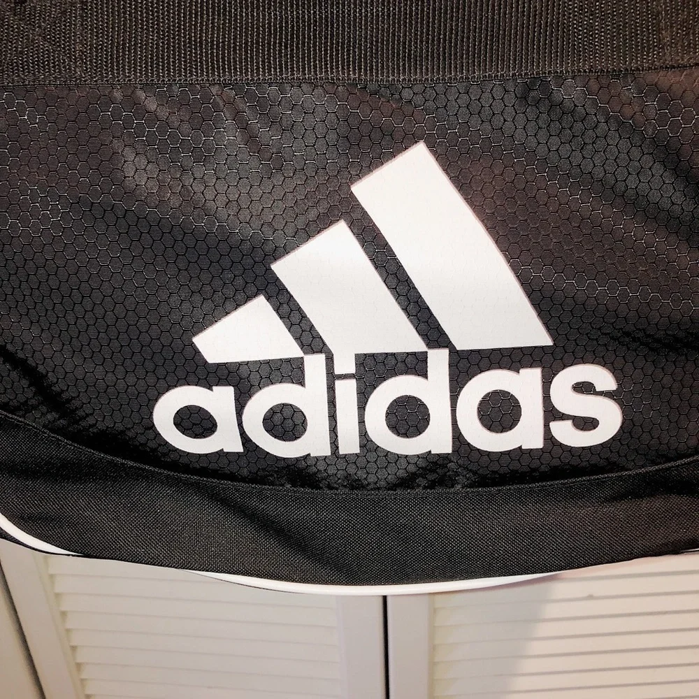 NWOT Adidas duffel bag black and white